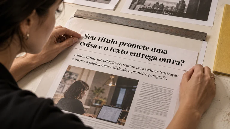 Revisão da relação entre o título e o primeiro parágrafo de um artigo.